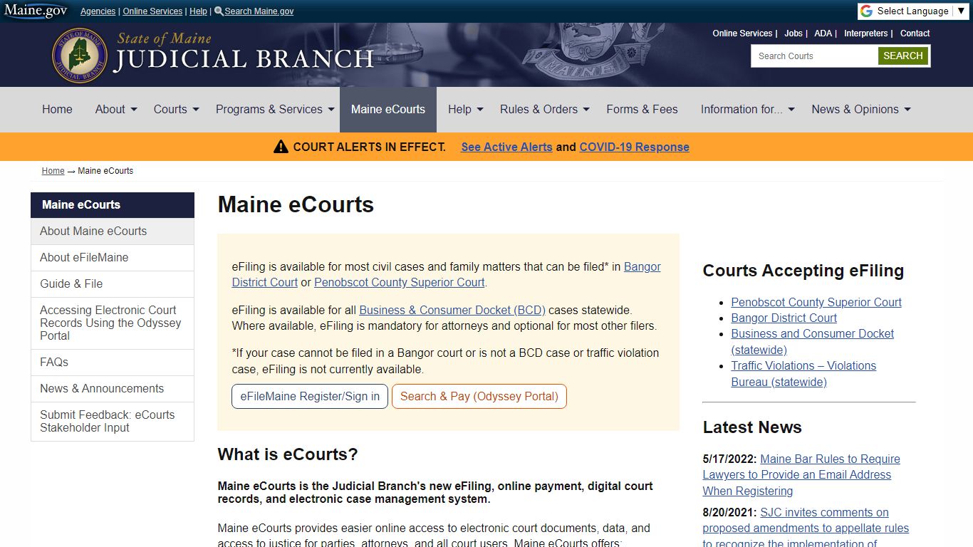 Maine eCourts: State of Maine Judicial Branch